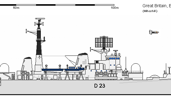 Корабль GB DDG Type 82 Bristol - чертежи, габариты, рисунки