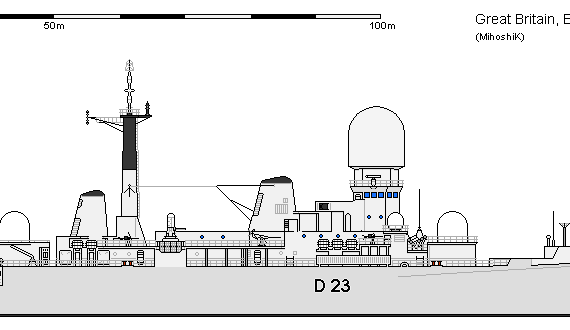 Корабль GB DDG Type 82 Bristol AU - чертежи, габариты, рисунки