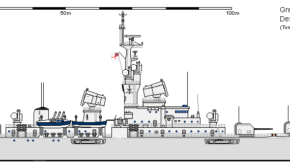 Ship GB DD Cruiser-Destroyer Design II (1951) - drawings, dimensions, pictures