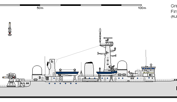 Корабль GB FFG Type 42 Frigate Study 382 - чертежи, габариты, рисунки