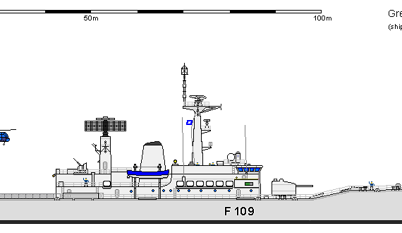 Ship GB FF Type 12M B0 Leander - drawings, dimensions, figures