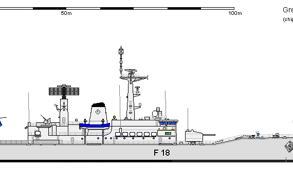 Корабль GB FF Type 12M B1 Galathea - чертежи, габариты, рисунки
