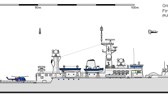 Корабль GB FF Type 17 ASW Frigate Study 381 - чертежи, габариты, рисунки