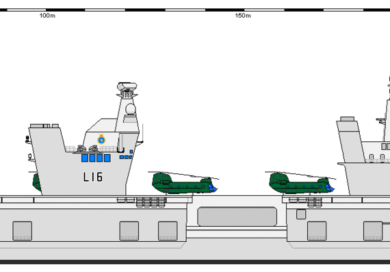Корабль GB LPH(R)F AU - чертежи, габариты, рисунки