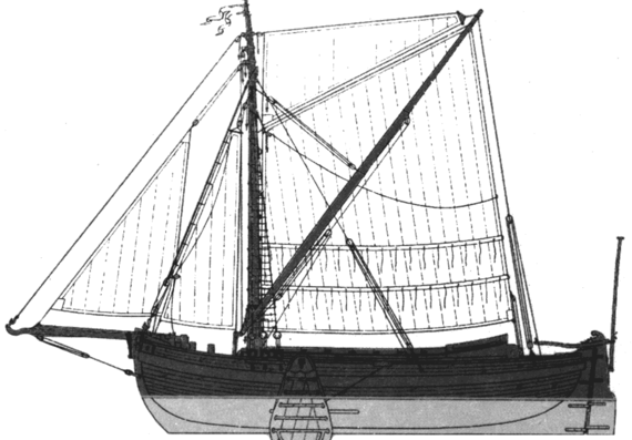 Ship G Tjalk - drawings, dimensions, figures