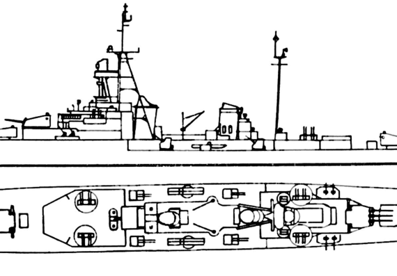 Военный корабль Gloire Class - чертежи, габариты, рисунки