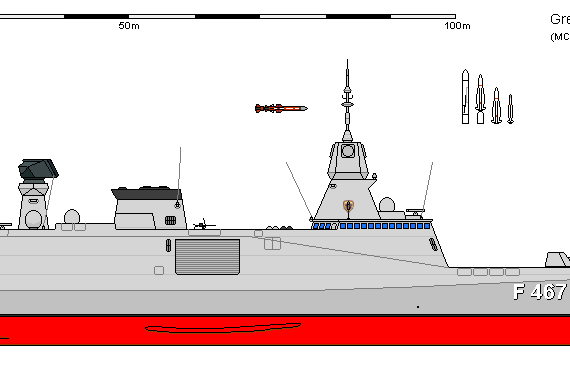 Корабль Gr FFG DCN FREMM - чертежи, габариты, рисунки