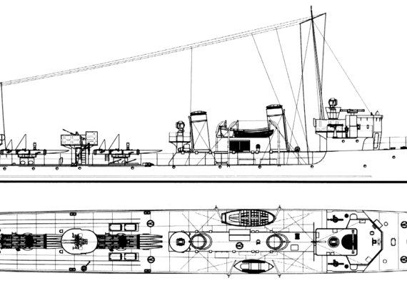 Эсминец HDMS Dragen 1936 (Destroyer) - чертежи, габариты, рисунки
