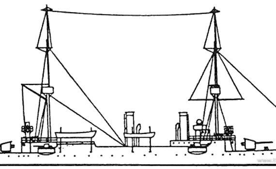 HDMS Gejser (Cruiser) - Denmark (1892) - drawings, dimensions, pictures