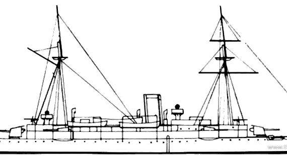 HDMS Hekla (Cruiser) - Denmark (1890) - drawings, dimensions, pictures