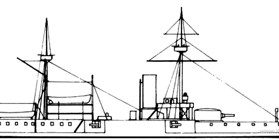Корабль HDMS Helgoland (Battleship) - Denmark (1879) - чертежи, габариты, рисунки