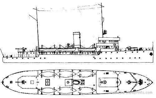 Корабль HDMS Hvidbjornen (Patrol Boat) - Denmark (1929) - чертежи, габариты, рисунки