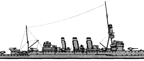 Корабль HMAS Adelaide (Cruiser) - Australia (1942) - чертежи, габариты, рисунки