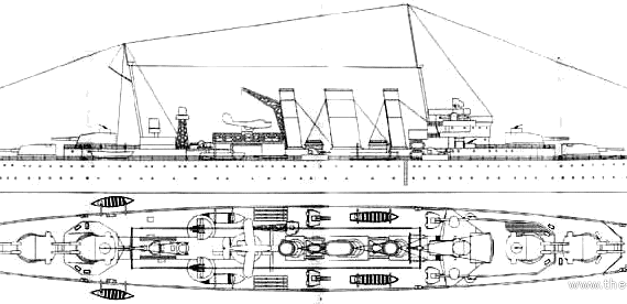 Корабль HMAS Australia - чертежи, габариты, рисунки