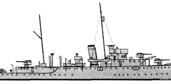 Корабль HMAS Swan (Sloop) - Australia (1940) - чертежи, габариты, рисунки