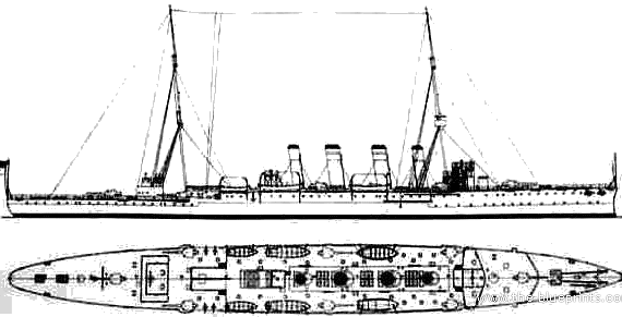 Корабль HMAS Sydney (1912) - чертежи, габариты, рисунки