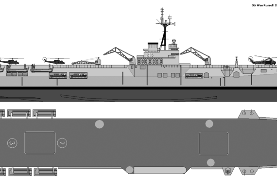 Корабль HMAS Sydney A214 troop transport profile - чертежи, габариты, рисунки