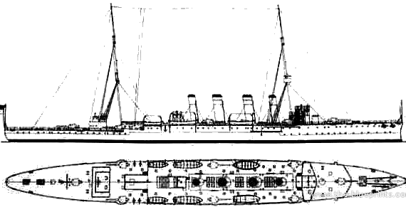 Корабль HMAS Sydney (Cruiser) (1912) - чертежи, габариты, рисунки