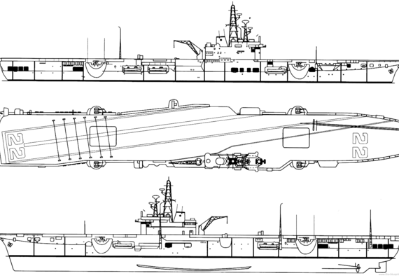 Aircraft carrier HMCS Bonaventure CVL 22 1958 (Majestic class Light Carrier) - drawings, dimensions, pictures