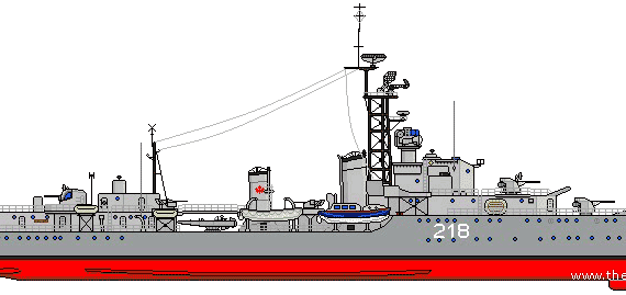 Корабль HMCS Cayuga DDE-218 (Destroyer Escort) - чертежи, габариты, рисунки