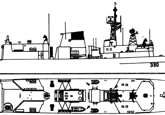 Корабль HMCS Halifax FFH-33 (Frigate) - чертежи, габариты, рисунки