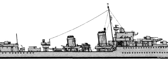 HMCS QuApelle (Destroyer) - Canada (ex HMS Foxhound H69) (1943) - drawings, dimensions, pictures