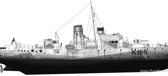 Cruiser HMCS Snowberry K166 (Corvette) (1943) - drawings, dimensions, pictures