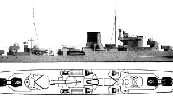 Корабль HMNZS Leander CL-20 (Light Cruiser) - чертежи, габариты, рисунки