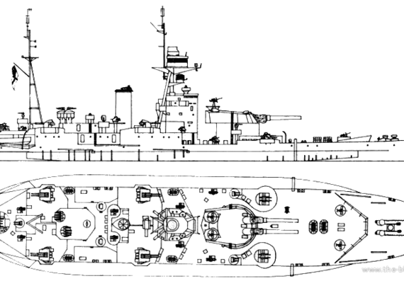HMS Abercrombie F109 (Monitor) (1943) - drawings, dimensions, pictures