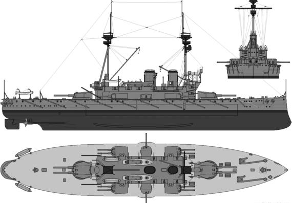 HMS Agamemnon (Battleship) (1908) - drawings, dimensions, pictures