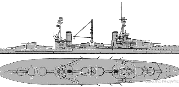 Корабль HMS Agincourt (Battleship) (1915) - чертежи, габариты, рисунки