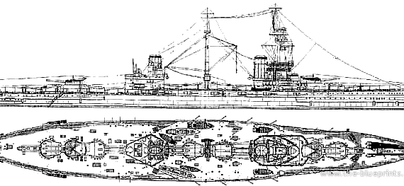 Корабль HMS Agincourt (Battleship) (1918) - чертежи, габариты, рисунки