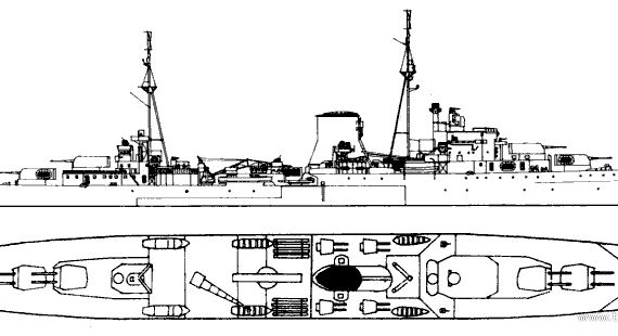 Корабль HMS Ajax (Light Cruiser) (1943) - чертежи, габариты, рисунки