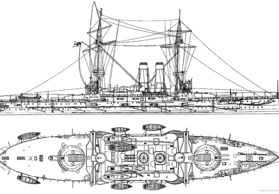 Боевой корабль HMS Albion (Battleship) (1901) - чертежи, габариты, рисунки