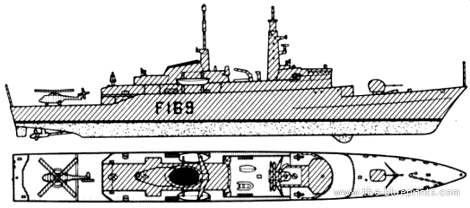 Корабль HMS Amazon (Destroyer) (1975) - чертежи, габариты, рисунки