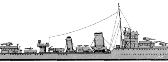 Корабль HMS Ambuscade D38 (Destroyer) (1940) - чертежи, габариты, рисунки