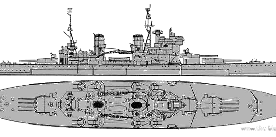 Корабль HMS Anson (Battleship) (1946) - чертежи, габариты, рисунки
