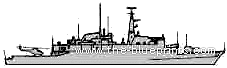 Корабль HMS Antelope - чертежи, габариты, рисунки