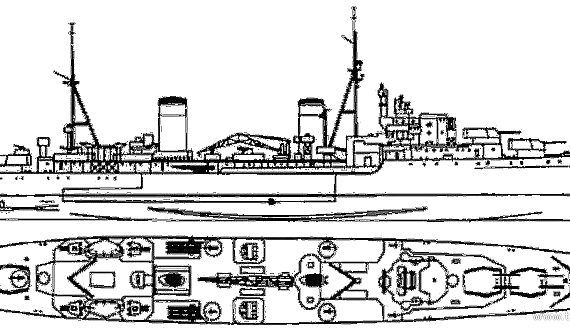 Боевой корабль HMS Arethusa (Light cruiser) (1934) - чертежи, габариты, рисунки