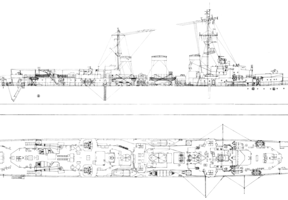 Корабль HMS Ariadne (Minelayer) (1943) - чертежи, габариты, рисунки
