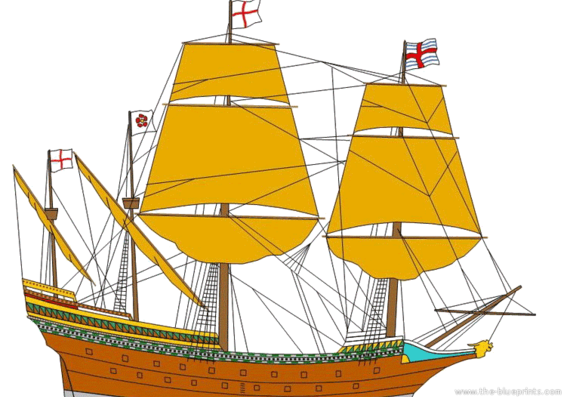 Корабль HMS Ark Royal (1587) - чертежи, габариты, рисунки