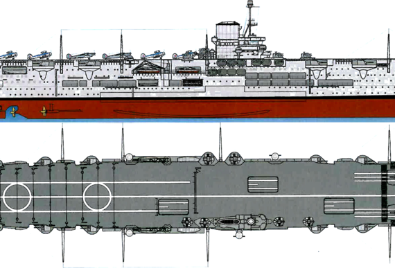 Авианосец HMS Ark Royal 1941 (Aircraft Carrier) - чертежи, габариты, рисунки