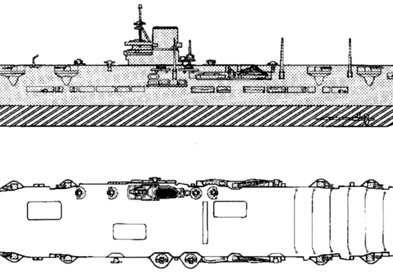 Корабль HMS Ark Royal (Aircraft Carrier) - чертежи, габариты, рисунки