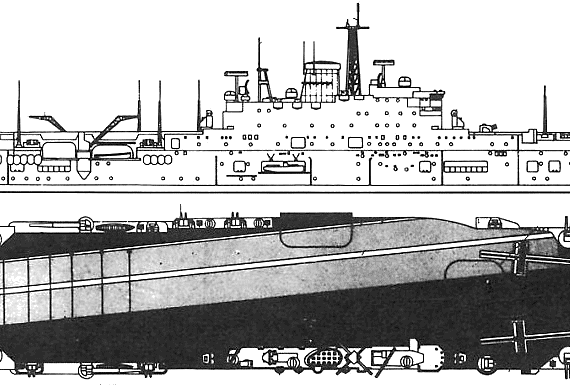 Корабль HMS Ark Royal (Aircraft Carrier) (1950) - чертежи, габариты, рисунки