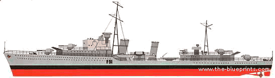 Корабль HMS Ashanti F51 (Destroyer) - чертежи, габариты, рисунки