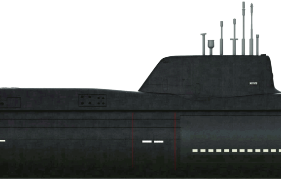 Корабль HMS Astute S-199 (SSN Submarine) - чертежи, габариты, рисунки