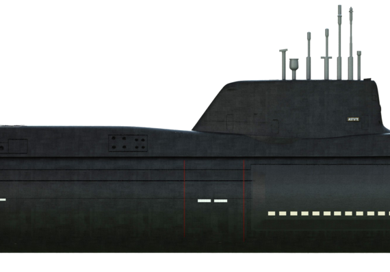Подводная лодка HMS Astute S-199 (Submarine) - чертежи, габариты, рисунки