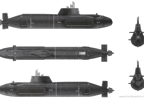 Корабль HMS Astute (Submarine) - чертежи, габариты, рисунки
