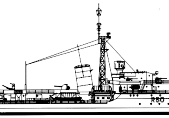 Destroyer HMS Barfleur D80 (Destroyer) - drawings, dimensions, pictures