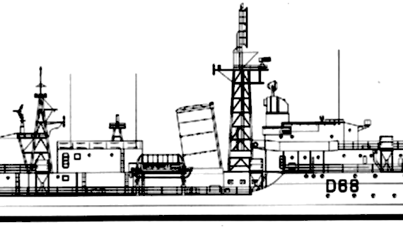 Эсминец HMS Barrosa D68 (Destroyer) - чертежи, габариты, рисунки